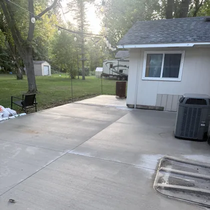 Concrete patio after a JetKing pressure wash
