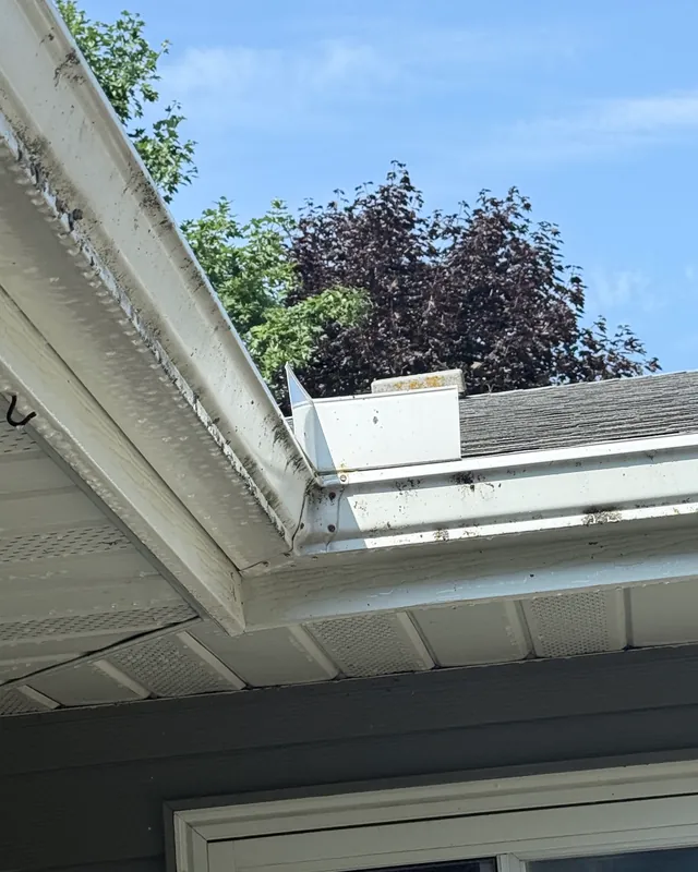White gutter face with black streaks before brightening