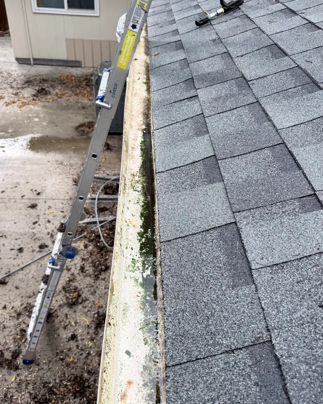 The same gutter cleared of debris after JetKing gutter cleaning