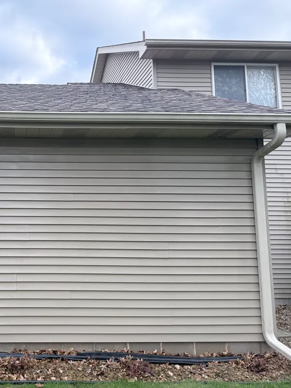 Detached garage with clean siding